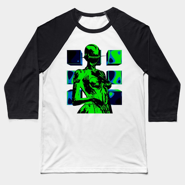 Pixel Cyborg 06 Baseball T-Shirt by RAdesigns